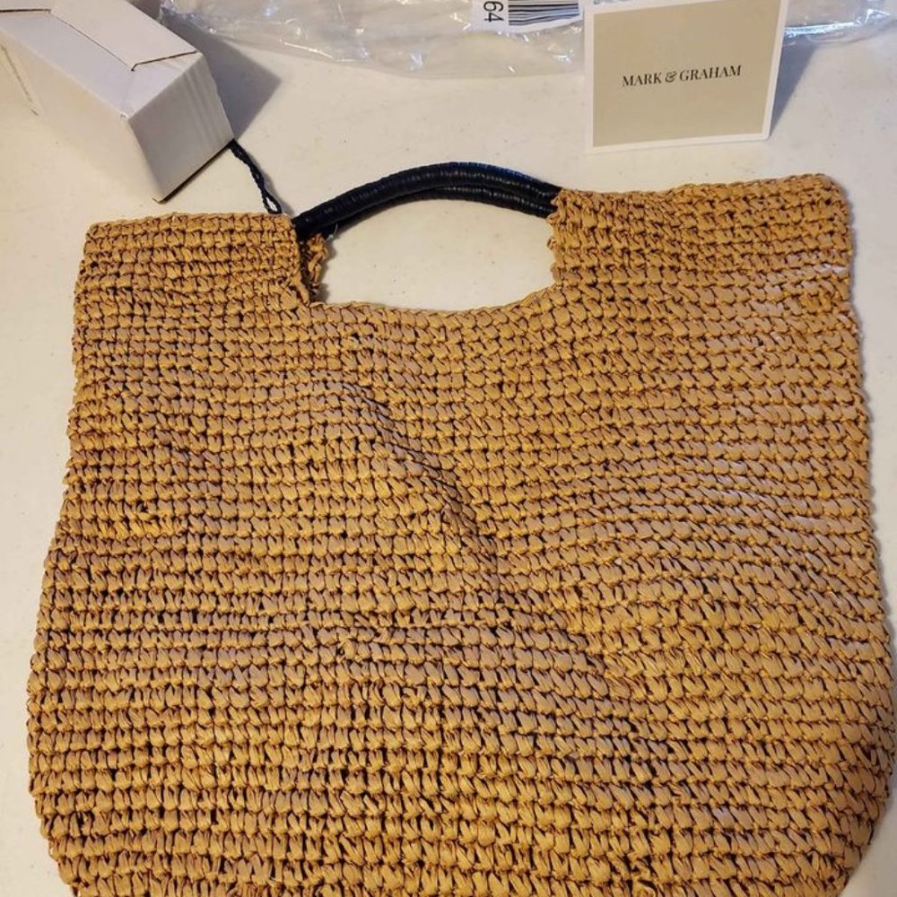 Mark and Graham Rio Tote w/ Pom Pom Natural